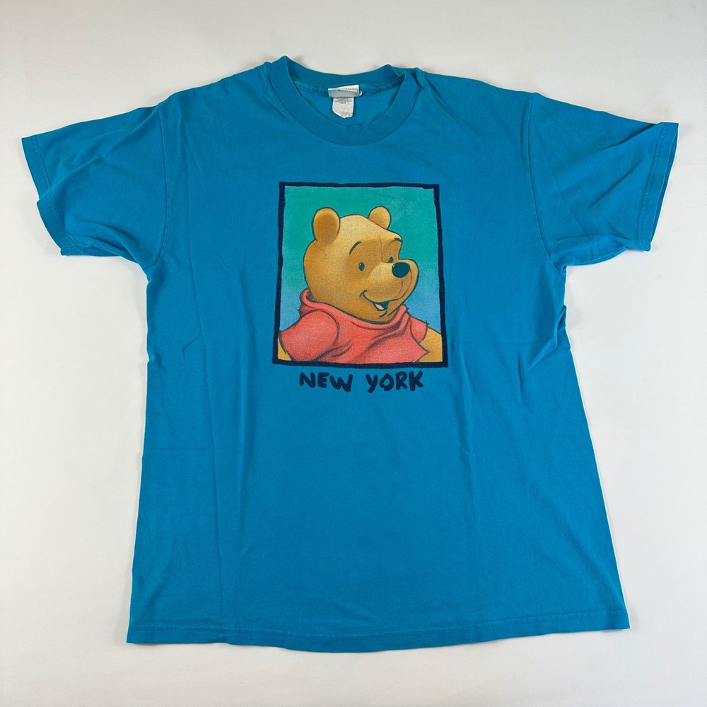 Disney Medium Store Winnie the Pooh New York Graphic T Shirt Mens Blue‎ Cotton